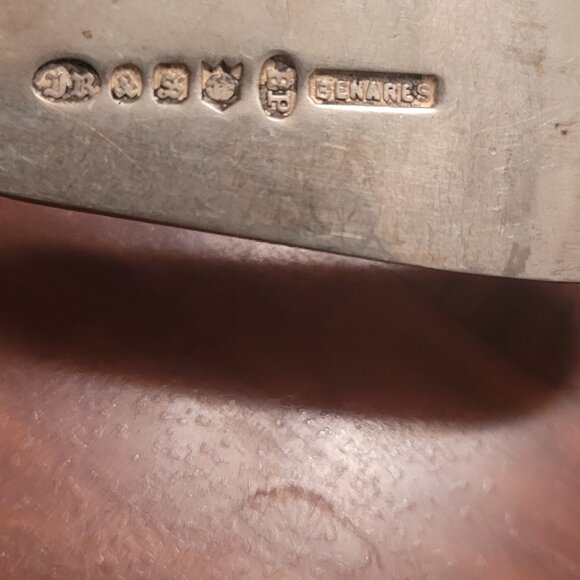 Antique Benares Silver Serving Fork Meat Patina John Round & Sons JR & S BP - Picture 12 of 14